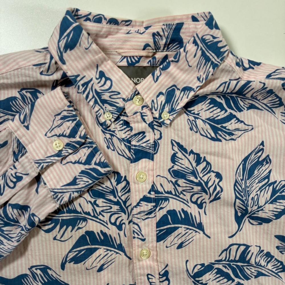 Bonobos Button Down Shirt Medium‎ Slim Pink Blue Tropical Floral All Over AOP